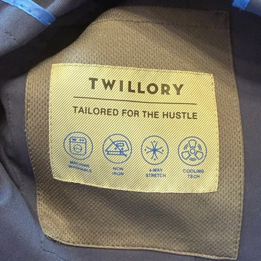 Twillory Sport Coat Mens 40‎ Performance Blazer Slim Fit Blue Circular Knit